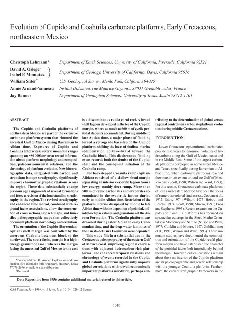 Evolution of Cupido and Coahuila carbonate platforms, Early ...