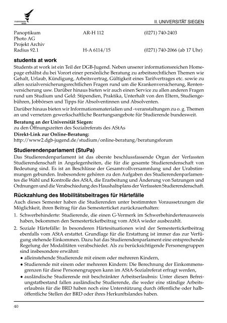 studieren in siegen