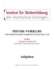 PHYSIK-VORKURS Aufgaben