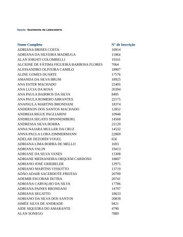 EVERSON LUIS ROSA LUCIO Nome Completo N° de ... - UFSM