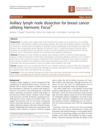 Axillary lymph node dissection for breast cancer utilizing Harmonic ...