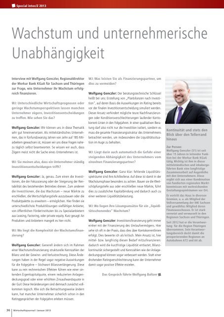 Ausgabe 01/13 - Wirtschaftsjournal