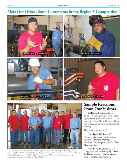 Vol. 5 No. 2 Apr-Jun 2013 - Plumbers and Fitters Union Local 675