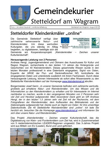 Gemeindekurier August 2013 (pdf *) - Marktgemeinde Stetteldorf am ...