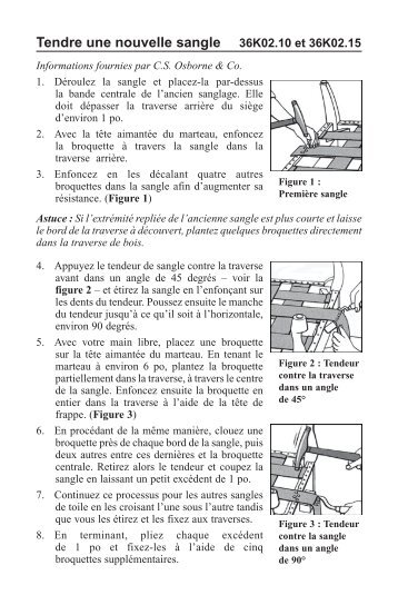 Tendre une nouvelle sangle 36K02.10 et 36K02.15 - Lee Valley Tools