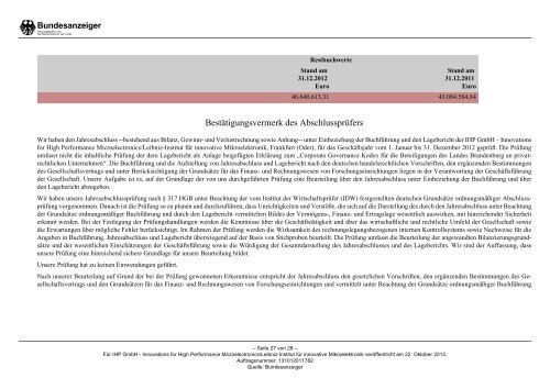 Jahresabschluss 2012 (PDF 100 kB) - IHP Microelectronics