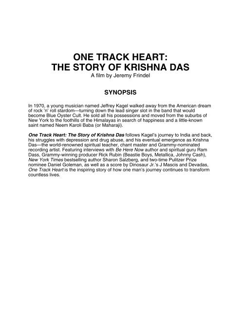 ONE TRACK HEART: THE STORY OF KRISHNA DAS - Zeitgeist Films.