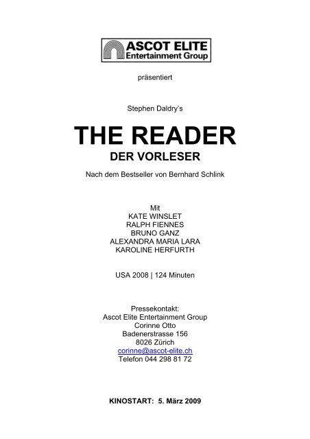 The Reader Der Vorleser Ascot Elite Entertainment Group