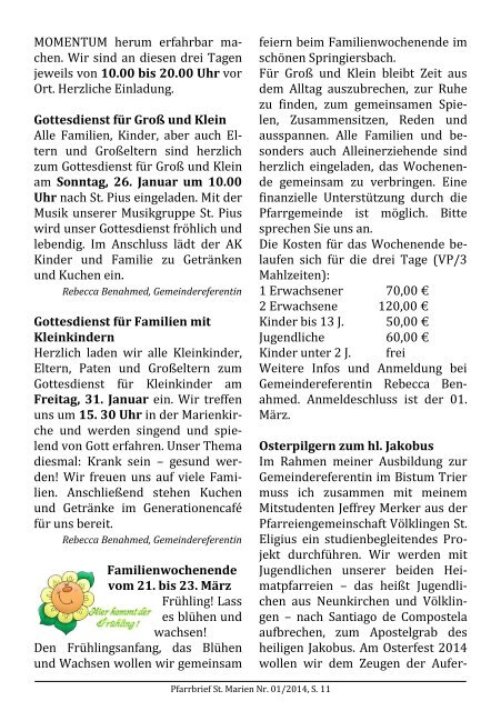 Pfarrbrief Januar 2014 - Kath. Kirchengemeinde St. Marien ...