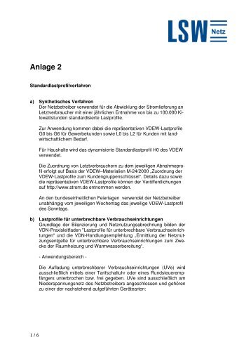 Anlage 2 - Datenaustausch - LSW Netz