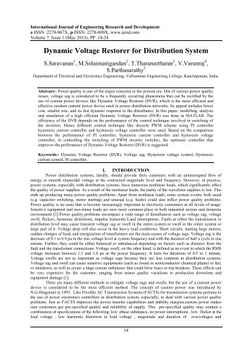 Dynamic Voltage Restorer for Distribution System - IJERD