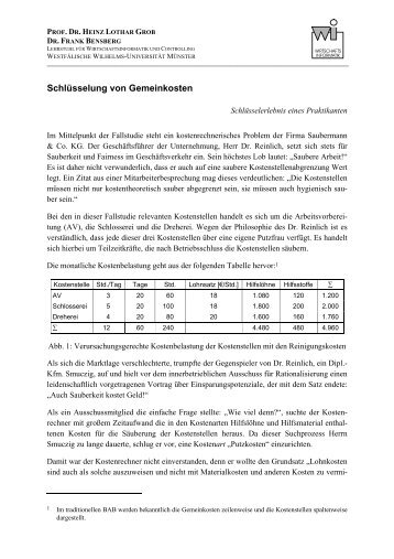 Schlüsselung von Gemeinkosten - Westfälische Wilhelms ...