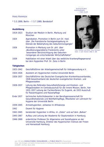 Hans Harmsen (1899-1969) - 100 Jahre Sozialmedizin