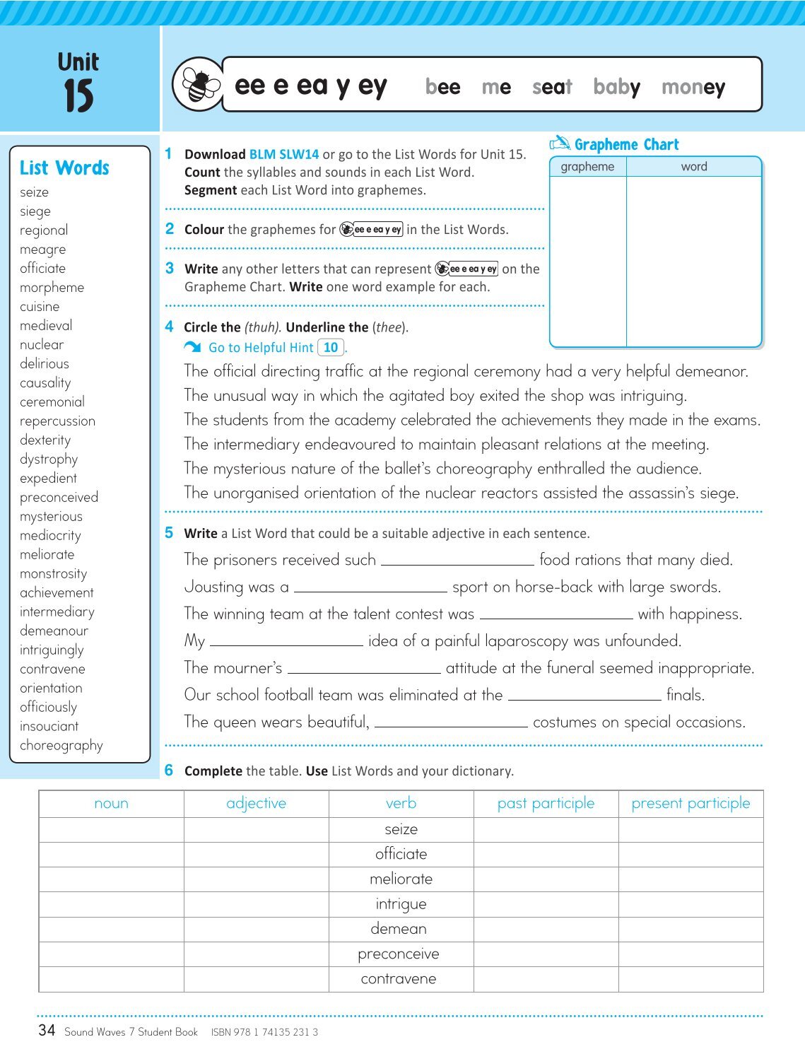 Sound Waves Student Chart