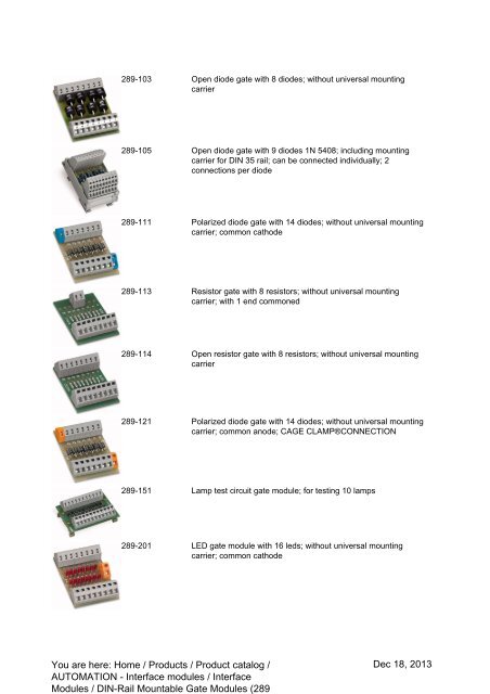 Din Rails Loading Resistors 289-103 Open diode gate w