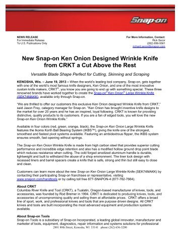 New Snap-on Ken Onion Designed Wrinkle Knife from CRKT is a ...