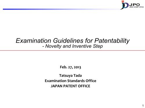 Examination Guidelines for Patentability - WIPO