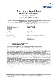 T eilegutachten PARTS ASSESSMENT - Capristo Exhaust Systems