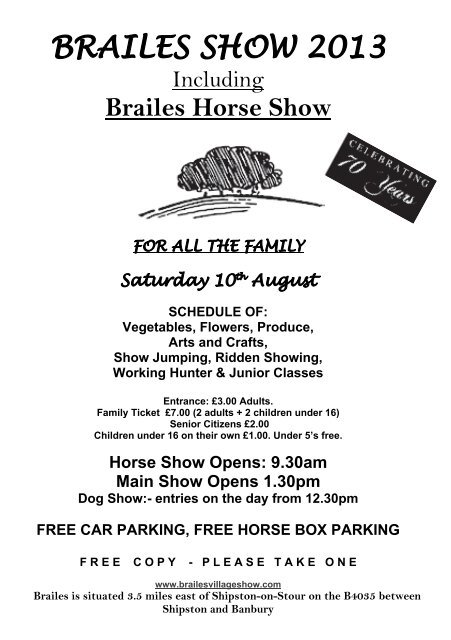 Show Schedule - Brailes Village Show