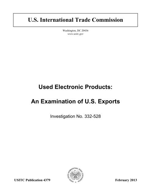 Used Electronic Products: An examination of US Exports - USITC