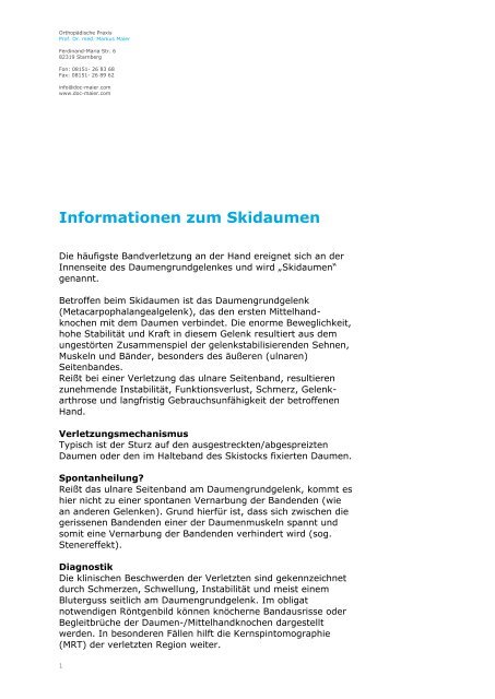 Informationen zum Skidaumen - doc-maier.com