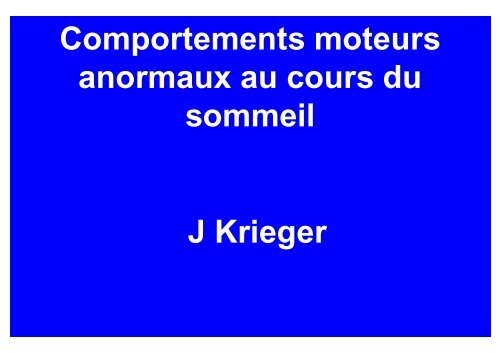 Comportements complexes au cours du sommeil - Sleeponline