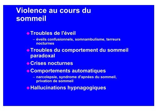 Comportements complexes au cours du sommeil - Sleeponline