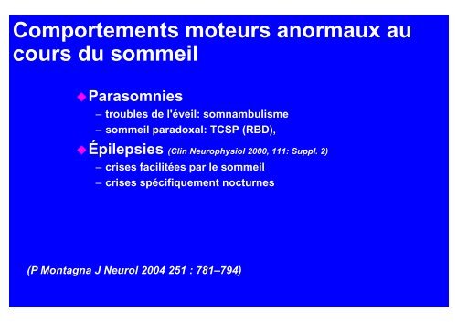 Comportements complexes au cours du sommeil - Sleeponline