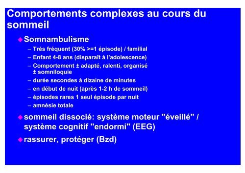 Comportements complexes au cours du sommeil - Sleeponline