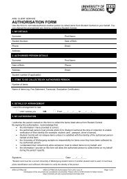 AUTHORISATION FORM - University of Wollongong