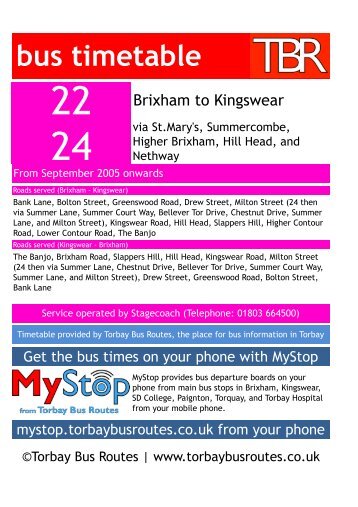 The 22 timetable - Torbay Bus Routes