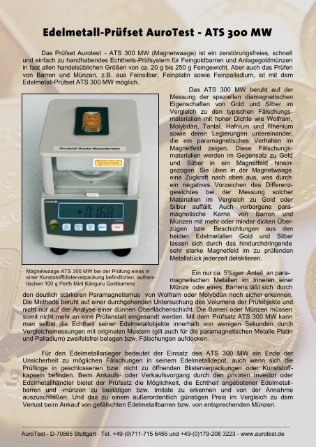 Magnetwaage ATS 300 MW - AuroTest