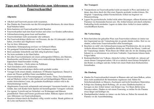 Tipps und Sicherheitshinweise zum Abbrennen von ... - Feuerfrei.at