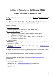 SIGNAL TRANSDUCTION COURSE 2009 - Institute of Molecular ...