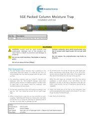 SGE Packed Column Moisture Trap - SGE Analytical Science