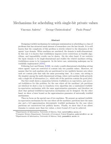 Mechanisms for scheduling with single-bit private values