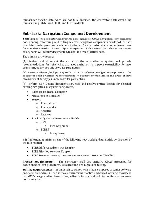 Statement of Work Sub-Task: Tracking Data Reader/Writer