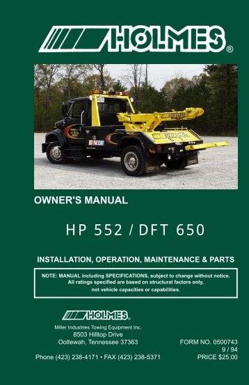 HP 552 / DFT 650 - Crouch's Wrecker & Equipment Sales