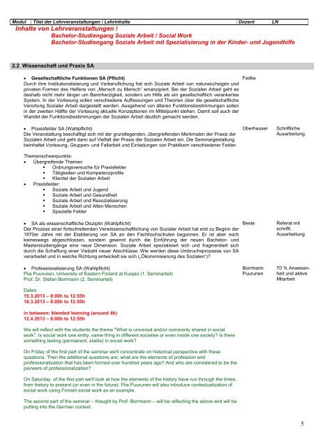 Inhalte von Lehrveranstaltungen - Hochschule Landshut