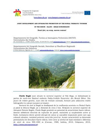 Cheile Bogăi - Departamentul de Geografie, Turism şi Amenajarea ...