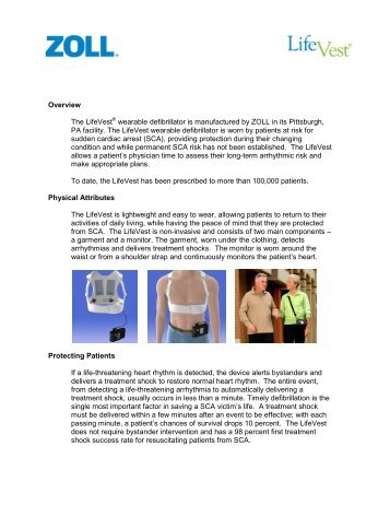 Overview The LifeVest wearable defibrillator is ... - ZOLL LifeVest