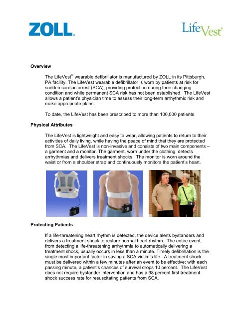 Overview The LifeVest wearable defibrillator is ... - ZOLL LifeVest