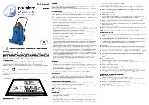 Operating Instructions - Premiere Products