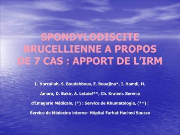 SPONDYLODISCITE BRUCELLIENNE A PROPOS DE 7 CAS ...