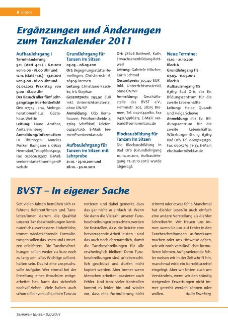 Praxisteil - Bundesverband Seniorentanz eV