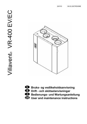 Villavent VR-400 EV/EC - KlimaProfis.com