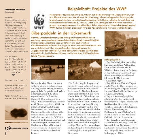 Aktivurlaub, Gruppenreisen und Kanutouren 2012