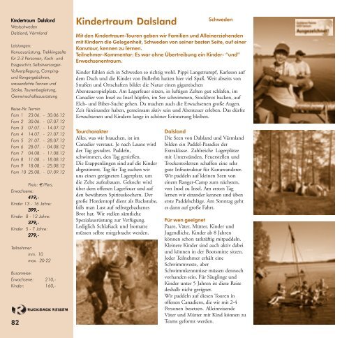 Aktivurlaub, Gruppenreisen und Kanutouren 2012