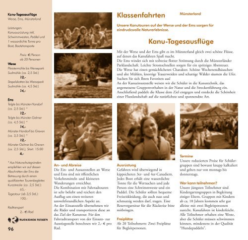 Aktivurlaub, Gruppenreisen und Kanutouren 2012