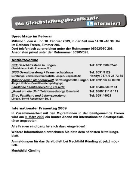 MB Febr 09 - Rat und Verwaltung - Samtgemeinde Freren